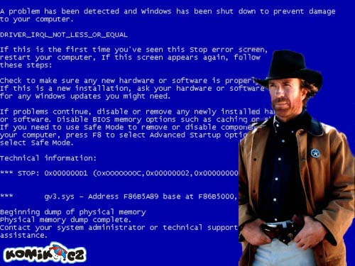 Nejhorší Blue death screen